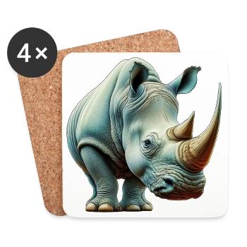 Rhinocéros - Dessous de verre (lot de 4) - blanc - Devant