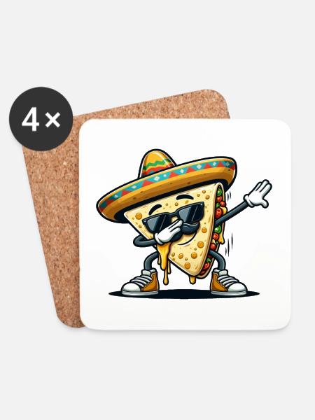 Quesadillas Essen Dabbing Mexiko - Untersetzer (4er-Set) - Weiß