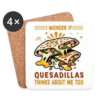 Je me demande si les Quesadillas pensent aussi à - Dessous de verre (lot de 4) - blanc - Devant
