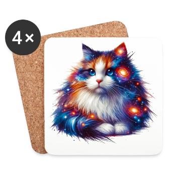 Chat - Dessous de verre (lot de 4) - blanc - Devant