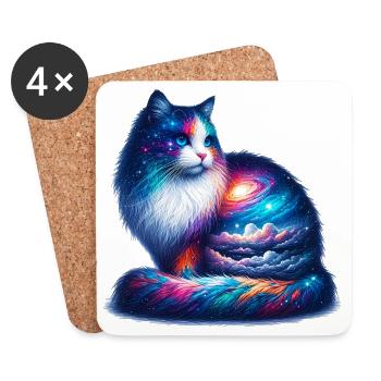 Katze - Untersetzer (4er-Set) - Weiß - Vorne
