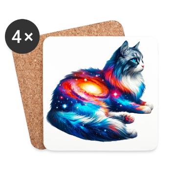 Katze - Untersetzer (4er-Set) - Weiß - Vorne