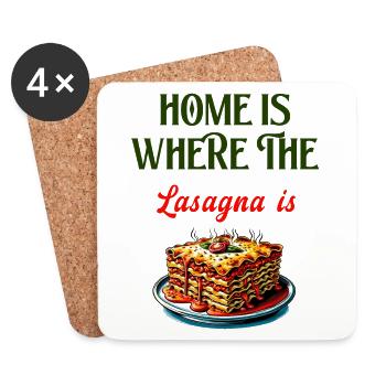 C'est à la maison que se trouvent les lasagnes - Dessous de verre (lot de 4) - blanc - Devant