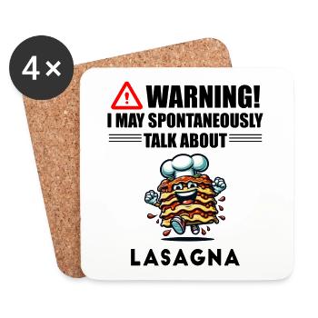Attention ! lasagnes - Dessous de verre (lot de 4) - blanc - Devant