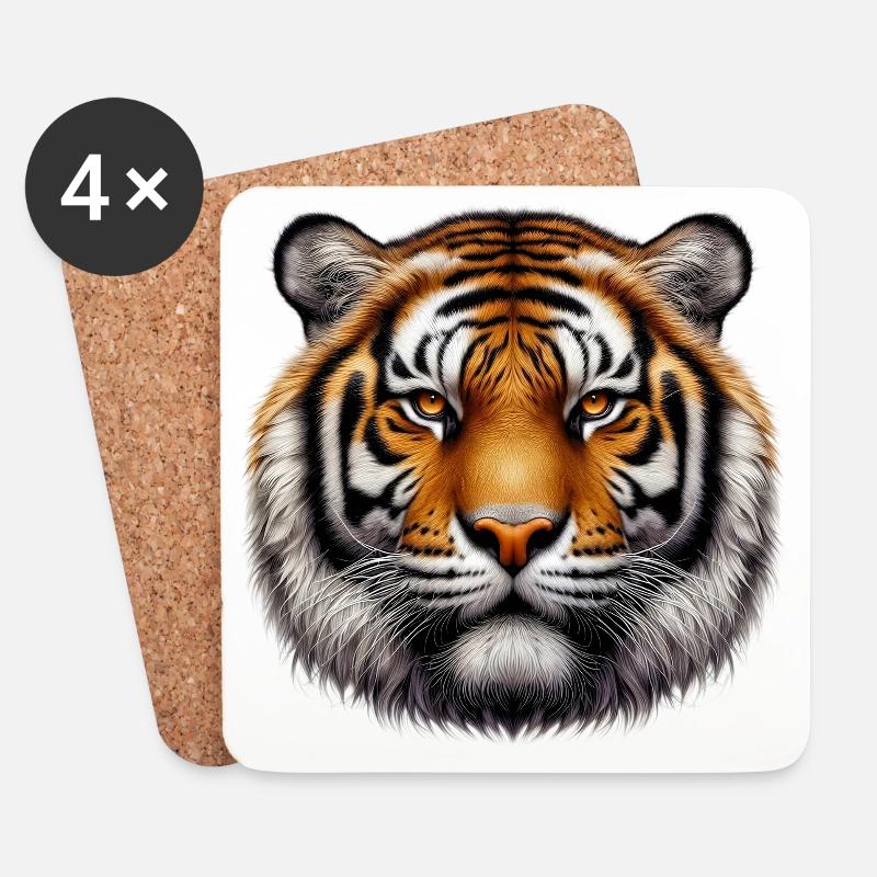 Tiger - Untersetzer (4er-Set) - Weiß