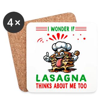 Je me demande si la lasagne pense à moi aussi - Dessous de verre (lot de 4) - blanc - Devant