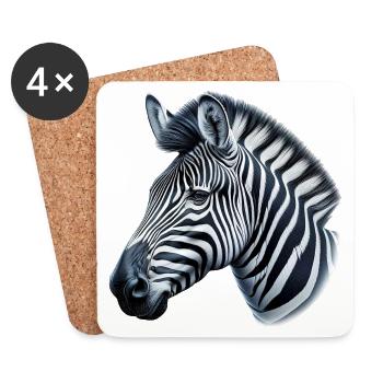 Zebra - Untersetzer (4er-Set) - Weiß - Vorne
