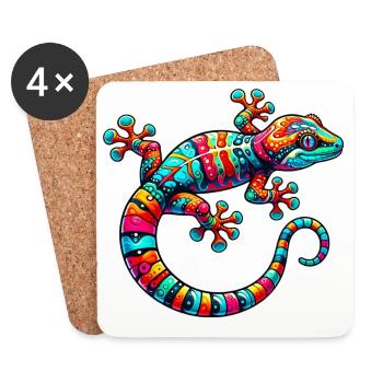 Gecko - Untersetzer (4er-Set) - Weiß - Vorne