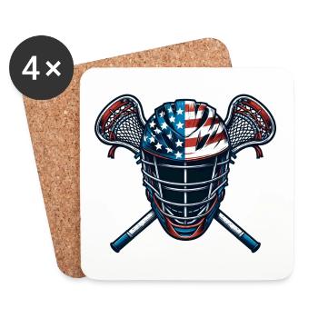 Lacrosse USA flag sport helmet - Coasters (set of 4) - white - Front