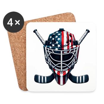 Eishockey USA Flaggen Helm Sport - Untersetzer (4er-Set) - Weiß - Vorne