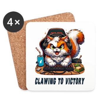 Katzen Gaming Design - Untersetzer (4er-Set) - Weiß - Vorne