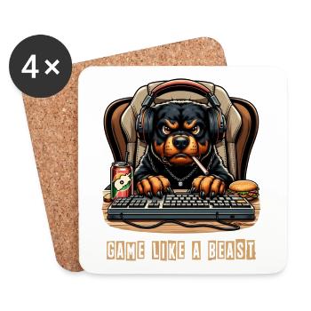 Design de jeu Rottweiler - Dessous de verre (lot de 4) - blanc - Devant