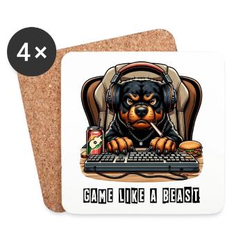Design de jeu Rottweiler - Dessous de verre (lot de 4) - blanc - Devant