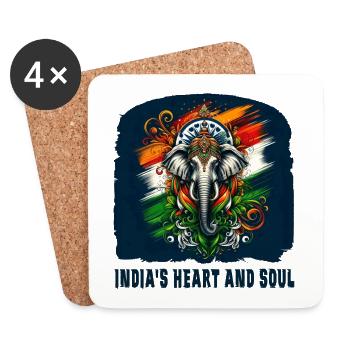 India elephant with national flag - Coasters (set of 4) - white - Front