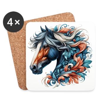 Cheval - Dessous de verre (lot de 4) - blanc - Devant
