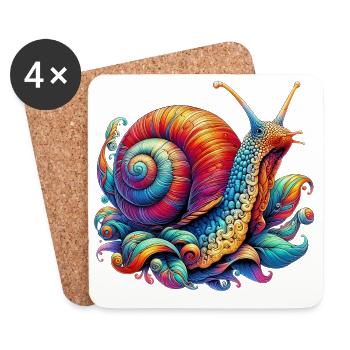 Escargot - Dessous de verre (lot de 4) - blanc - Devant