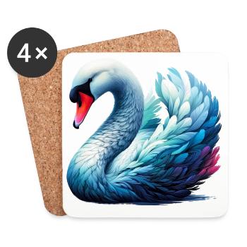Cygne - Dessous de verre (lot de 4) - blanc - Devant