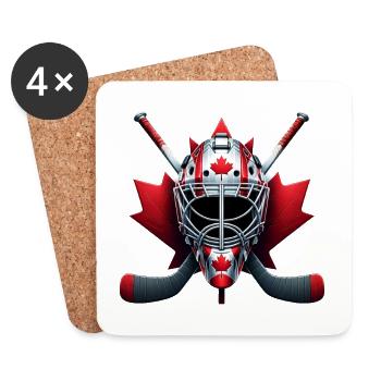 Conception de casque avec drapeau de hockey sur - Dessous de verre (lot de 4) - blanc - Devant