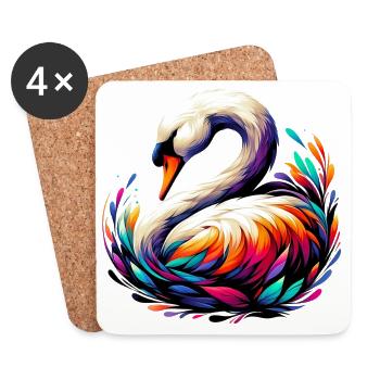 Cygne - Dessous de verre (lot de 4) - blanc - Devant