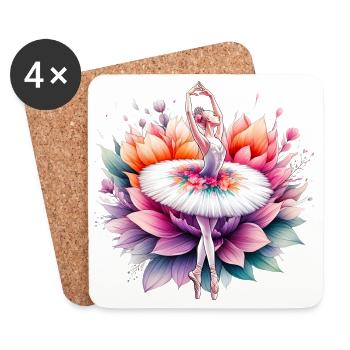 Danseuse de ballet avec tutu - Dessous de verre (lot de 4) - blanc - Devant