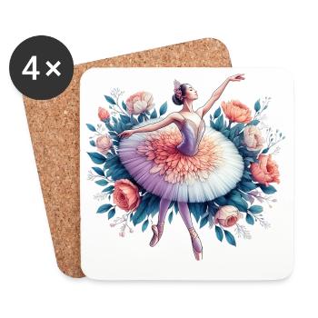 Ballet dancer with tutu - Coasters (set of 4) - white - Front