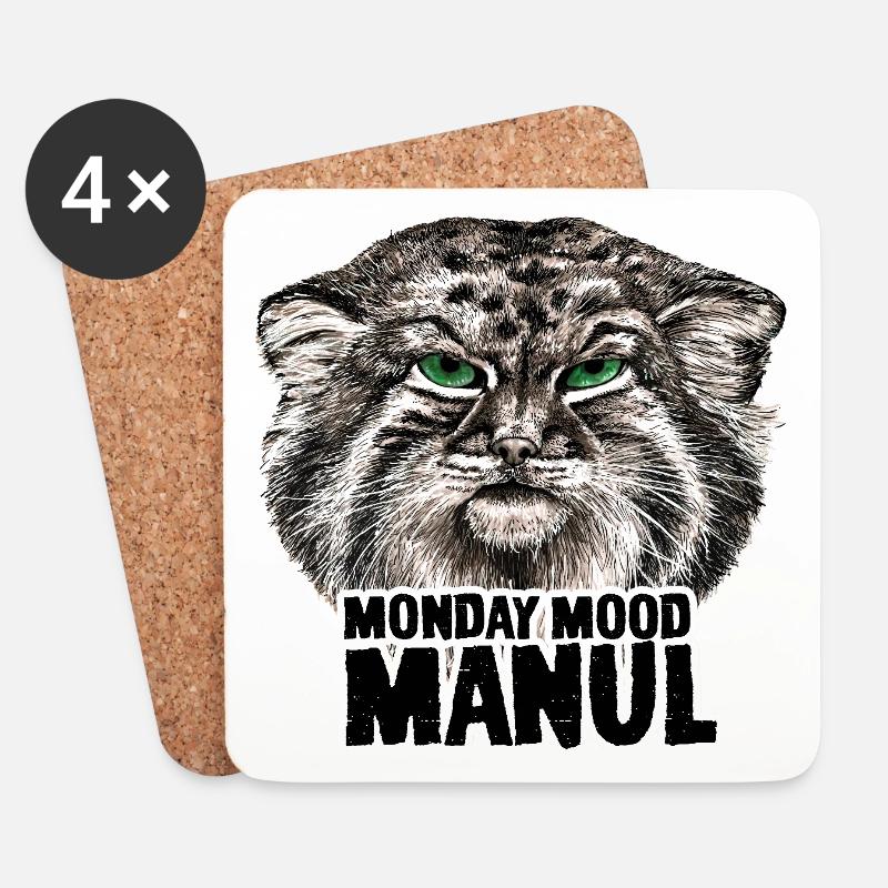 Manul schwarz - Untersetzer (4er-Set) - Weiß