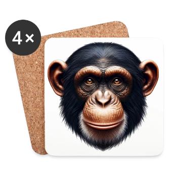 Chimpanzee Monkey - Coasters (set of 4) - white - Front
