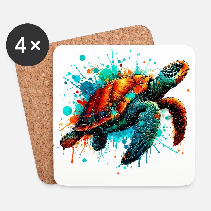Schildkröte - Untersetzer (4er-Set) - Weiß