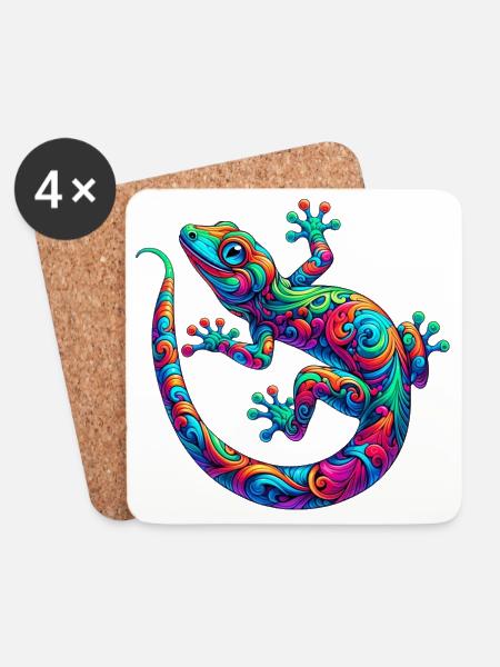 Gecko - Untersetzer (4er-Set) - Weiß