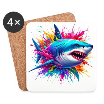Requin - Dessous de verre (lot de 4) - blanc - Devant