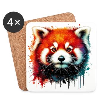 Kleiner Panda - Untersetzer (4er-Set) - Weiß - Vorne