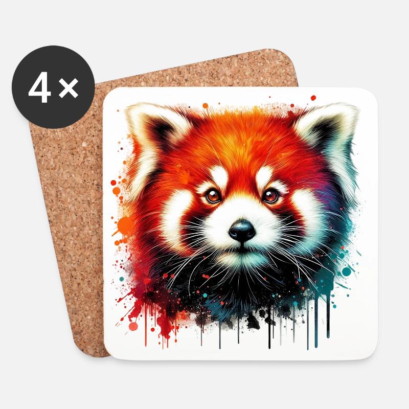 Red panda - Coasters (set of 4) - white