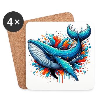 Baleine - Dessous de verre (lot de 4) - blanc - Devant
