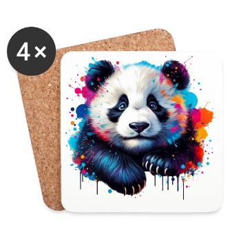 Panda - Dessous de verre (lot de 4) - blanc - Devant
