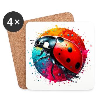 Coccinelle - Dessous de verre (lot de 4) - blanc - Devant