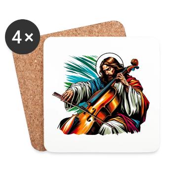 Conception musicale pour violoncelle Jesus Christ - Dessous de verre (lot de 4) - blanc - Devant