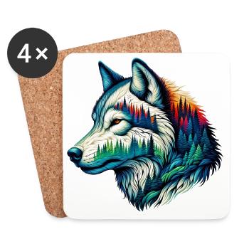 Loup - Dessous de verre (lot de 4) - blanc - Devant