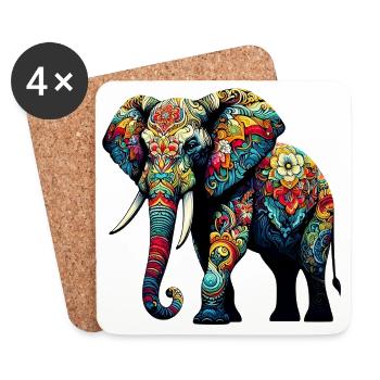 Elefant - Untersetzer (4er-Set) - Weiß - Vorne