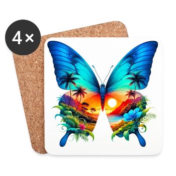 Schmetterling - Untersetzer (4er-Set) - Weiß - Vorne