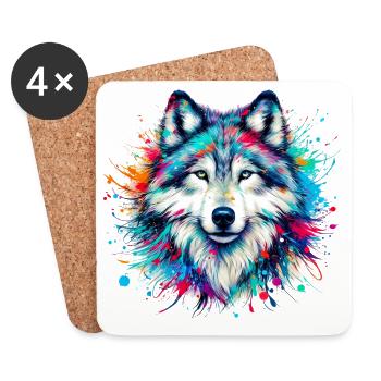 Wolf - Untersetzer (4er-Set) - Weiß - Vorne
