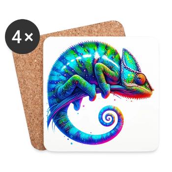 Caméléon - Dessous de verre (lot de 4) - blanc - Devant