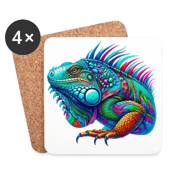 Iguane - Dessous de verre (lot de 4) - blanc - Devant