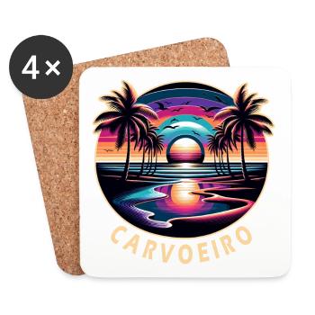 Palmiers de plage de Carvoeiro, Portugal, Algarve - Dessous de verre (lot de 4) - blanc - Devant