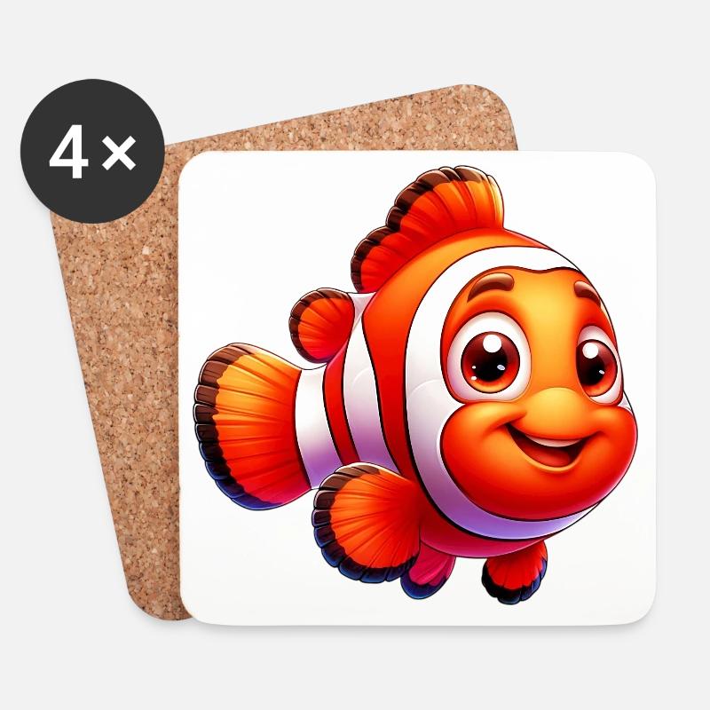 Clownfisch - Untersetzer (4er-Set) - Weiß