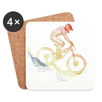 Mountainbiking Skizze Retro - Untersetzer (4er-Set) - Weiß - Vorne