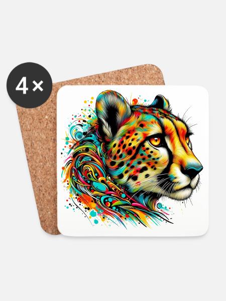 Gepard - Untersetzer (4er-Set) - Weiß