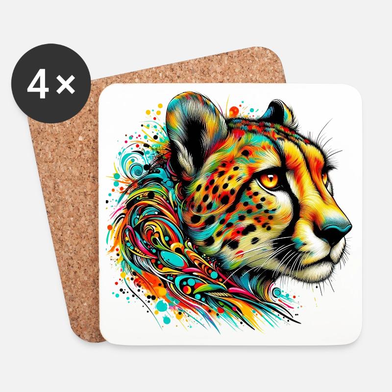 Gepard - Untersetzer (4er-Set) - Weiß