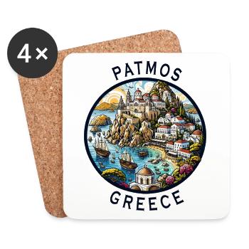 Patmos Greece Vacation Aegean Sea Travel - Coasters (set of 4) - white - Front