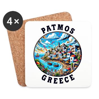 Patmos Greece Vacation Aegean Sea Bay - Coasters (set of 4) - white - Front