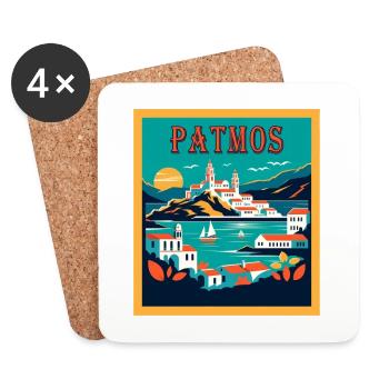 Vacances et voyages à Patmos, Grèce - Dessous de verre (lot de 4) - blanc - Devant